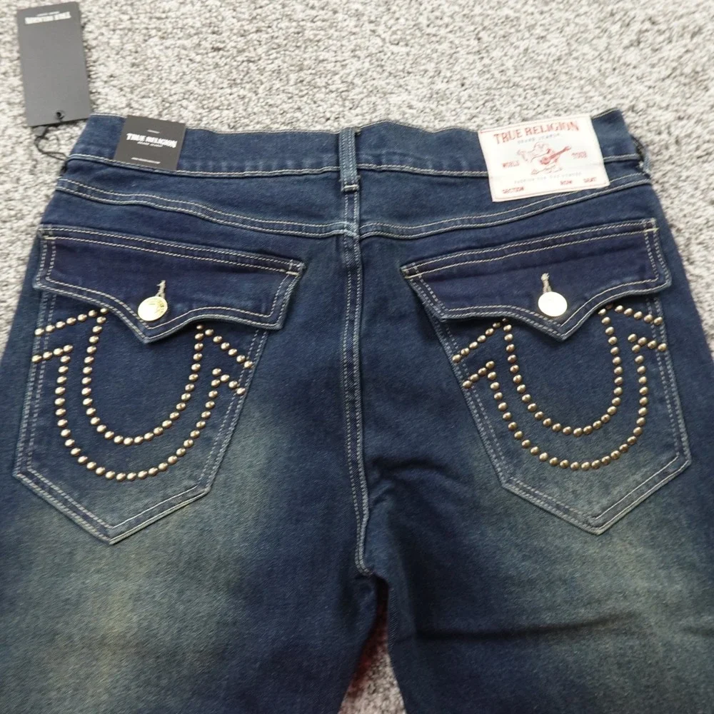 NEW True Religion Jeans Mens 32X32 Blue Denim‎ Pants Geno Relaxed Slim Straight